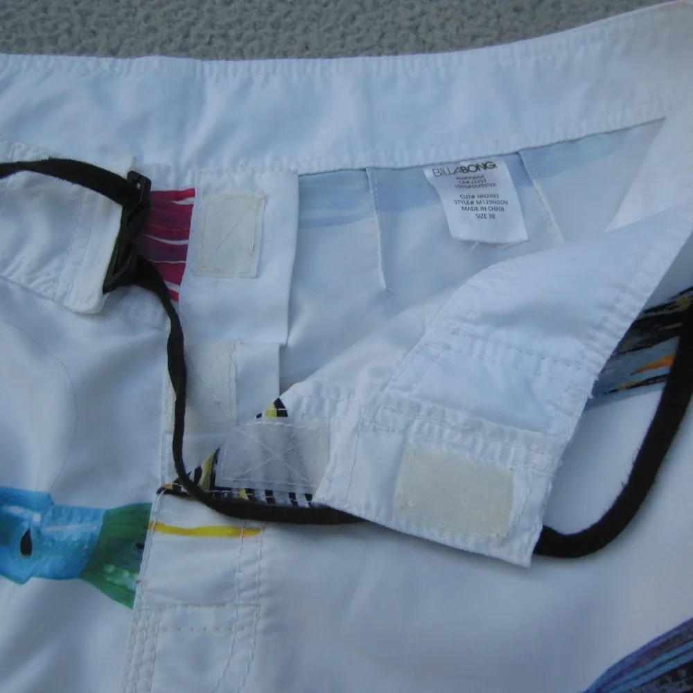Billabong Board Short Mens 38 White Blue Fishing Lure Print Beach